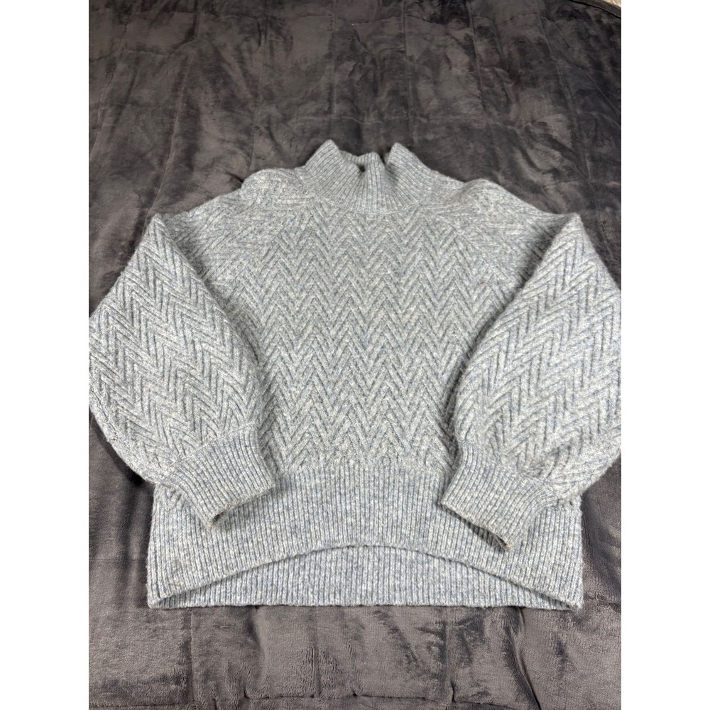 Abercrombie & Fitch Blue Chevron Mock Neck Raglan Sweater XL 5919